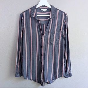 Beach Lunch Lounge Women’s Size Small Button Up Shirt Striped Long Sleeves